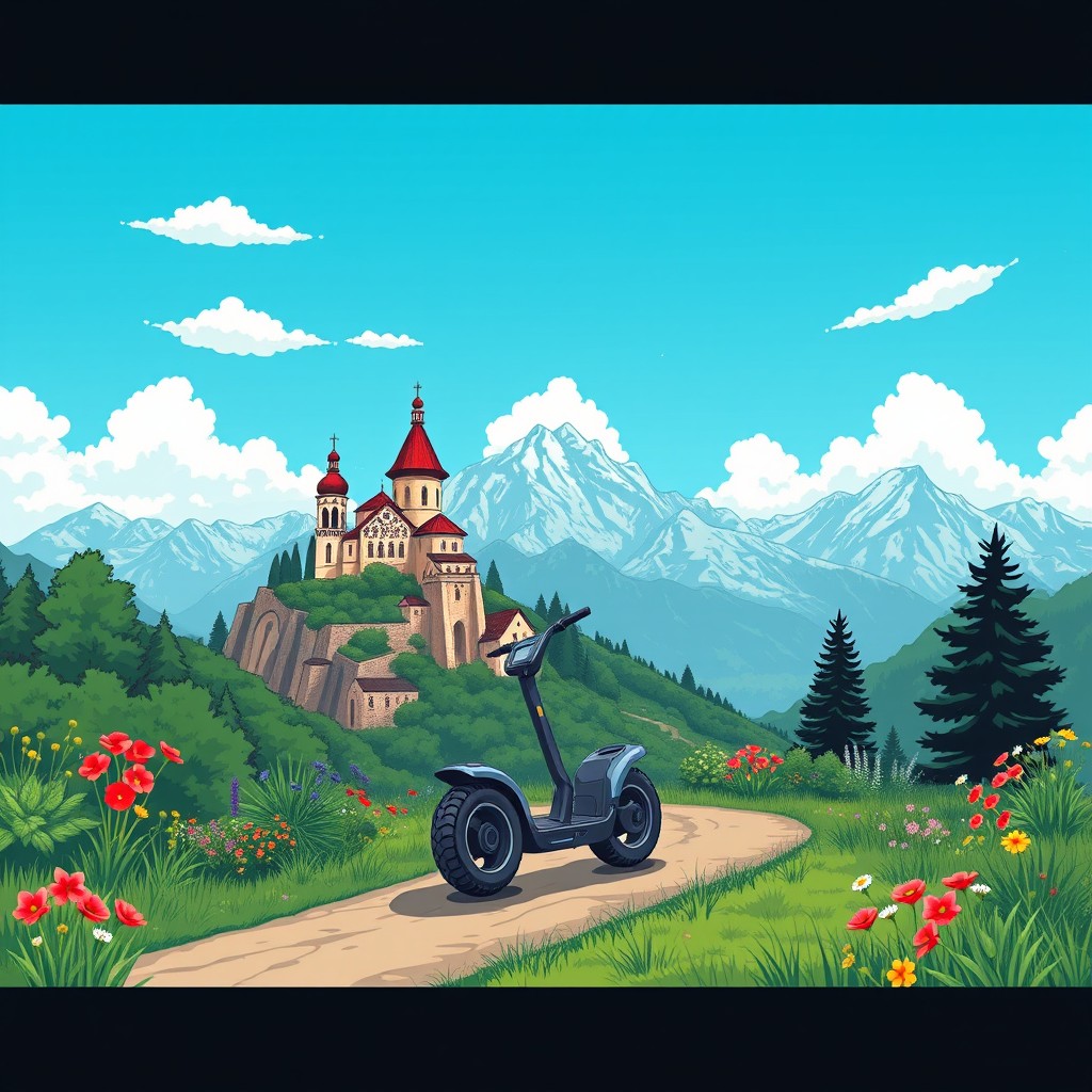 A creative t-shirt design centered around the theme of exploring Georgia using a Segway