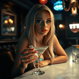 A captivating full-length photographic image of a beautiful and ultra-curvy 18-year-old girl with a thin face and long blonde hair