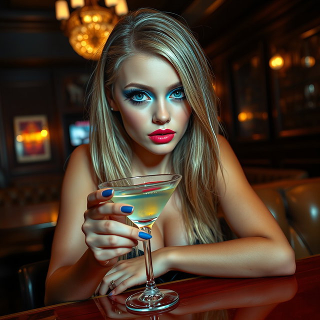 A captivating full-length photographic image of a beautiful and ultra-curvy 18-year-old girl with a thin face and long blonde hair