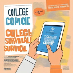 A high-quality digital art image designed as an ebook cover for a book titled 'College Survival'