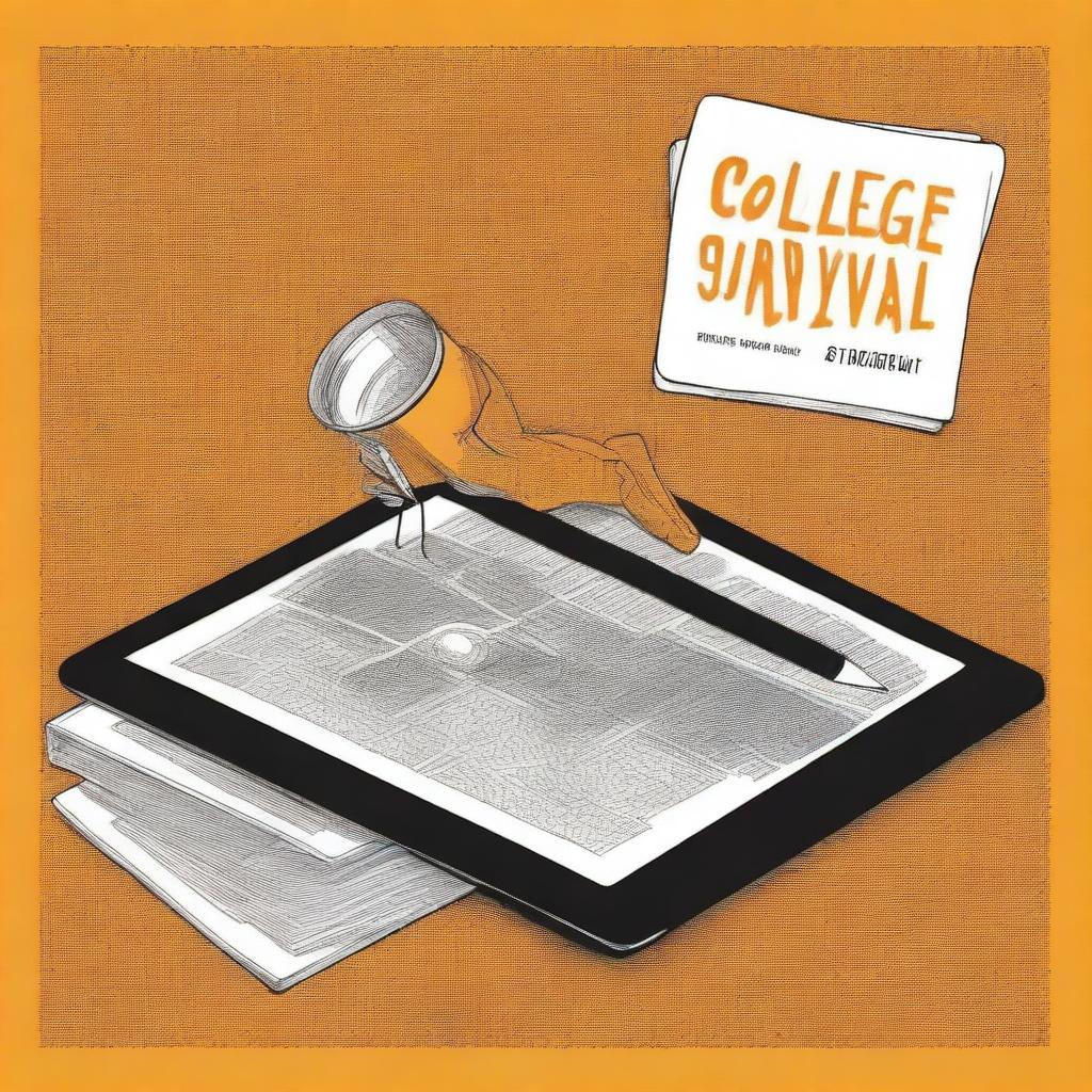 A high-resolution digital art image depicting a book cover titled 'College Survival'