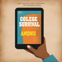 A high-resolution digital art image depicting a book cover titled 'College Survival'