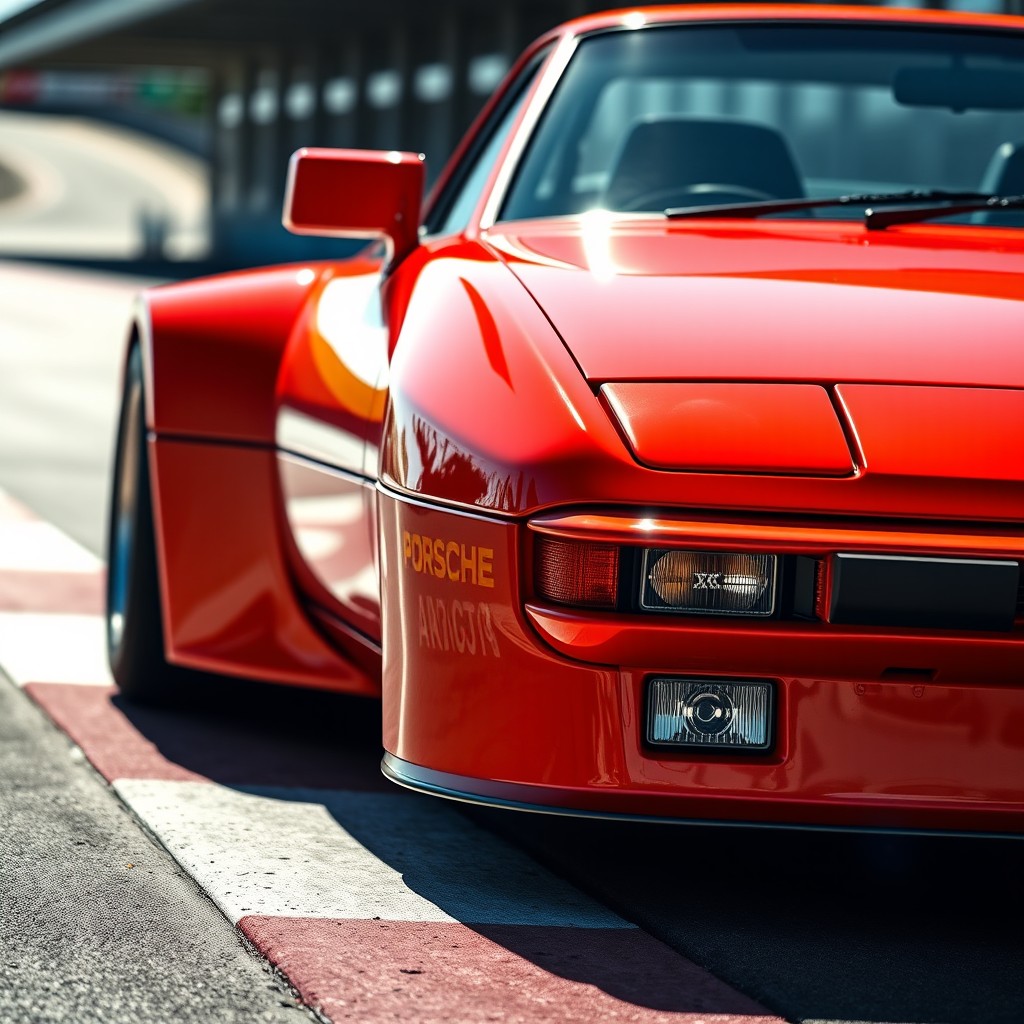 A stunning Porsche 924 GTS showcasing uniquely designed headlights inspired by the legendary Porsche 917