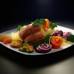 Generate an ultra-high definition, 8K resolution, hyper-realistic image of aesthetically plated gourmet food.