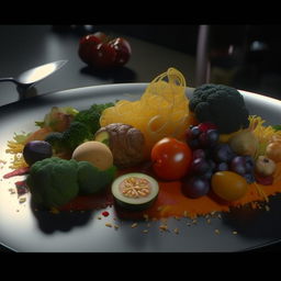 Generate an ultra-high definition, 8K resolution, hyper-realistic image of aesthetically plated gourmet food.