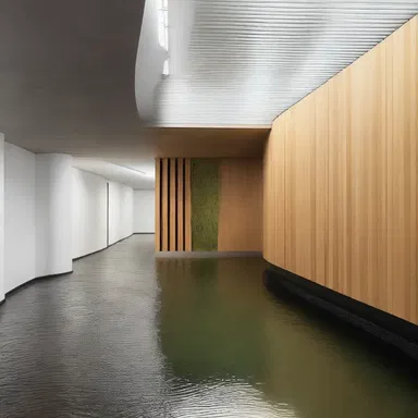 The water percolates through the specially designed drainage system in the building.