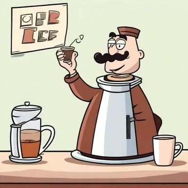In the cartoon, the character used a coffee percolator to brew a perfect cup of coffee.