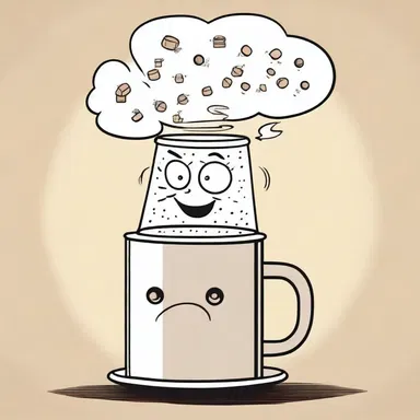 In the cartoon, the character's thoughts percolated above their head in a literal coffee percolator, symbolizing their brainstorming process.