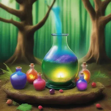 Magic potions percolate through the enchanted forest, giving life to mythical creatures.