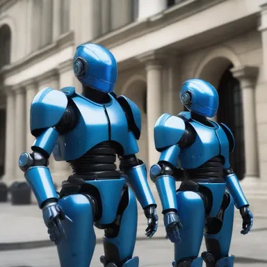 In the futuristic sci-fi movie, the bluecoat soldiers wear advanced robotic armor to defend against alien invaders.