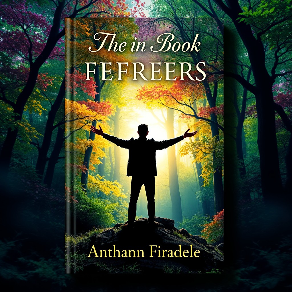 A stunning and captivating book cover design featuring a mystical forest with vibrant, colorful foliage