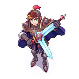 A vibrant and detailed top-down character sprite designed in a 64x64 pixel art style