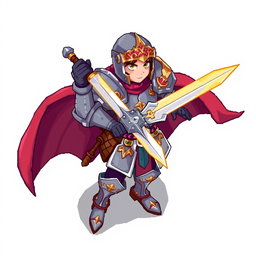 A vibrant and detailed top-down character sprite designed in a 64x64 pixel art style