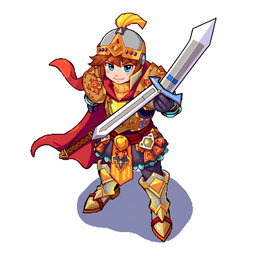 A vibrant and detailed top-down character sprite designed in a 64x64 pixel art style