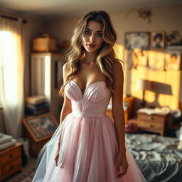 A stunning 18-year-old Arabic woman with an enchanting thin and skinny figure, featuring large breasts, a tiny waist, and very wide hips that enhance her beautiful silhouette