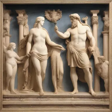 The scene depicting the god Poseidon offending Athena in Greek mythology is often portrayed in ancient artworks.