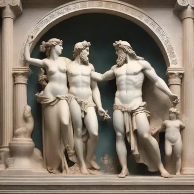 The scene depicting the god Poseidon offending Athena in Greek mythology is often portrayed in ancient artworks.