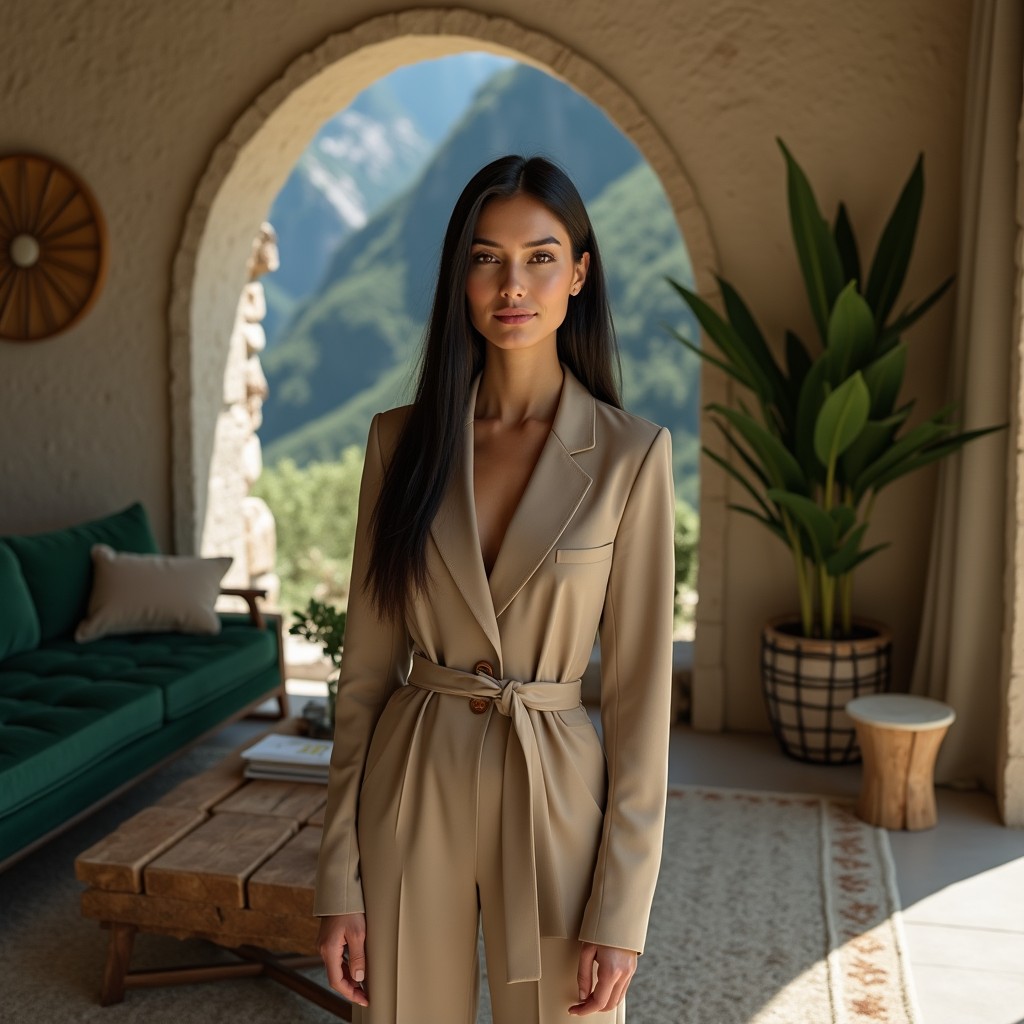 A captivating real-life photograph of the perfect archetype of a woman embodying the Capricorn personality