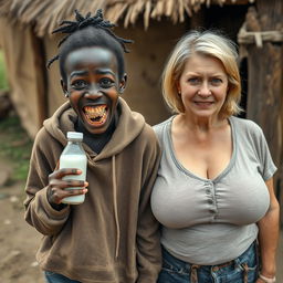 In a poor African village, a striking and eccentric scene presents itself