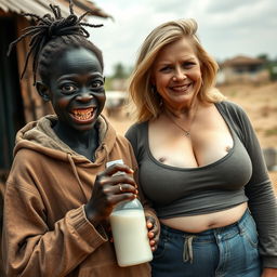 In a poor African village, a striking and eccentric scene presents itself