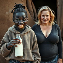 In a poor African village, a striking and eccentric scene presents itself