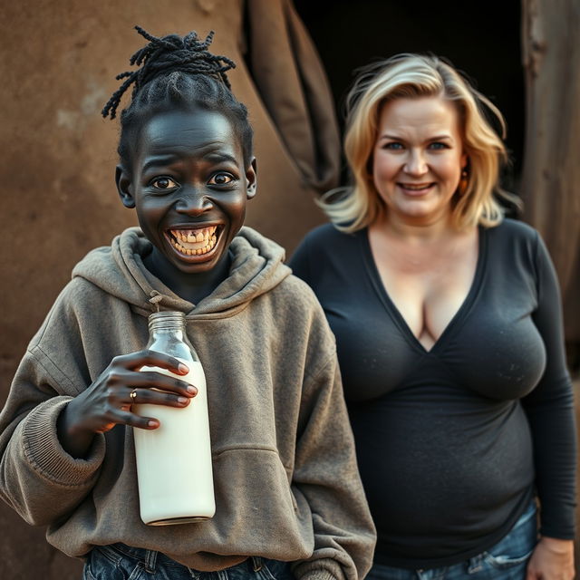 In a poor African village, a striking and eccentric scene presents itself