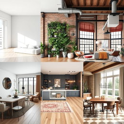 A collection of interior design images featuring various styles of modern living spaces