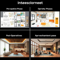 A comprehensive interior design project showcased in four distinct phases: 1