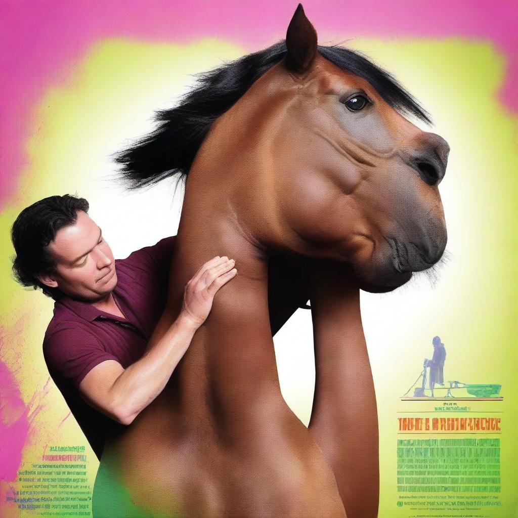 An AI-generated movie poster featuring a horse receiving a chiropractic adjustment