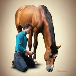 An AI-generated movie poster featuring a horse receiving a chiropractic adjustment