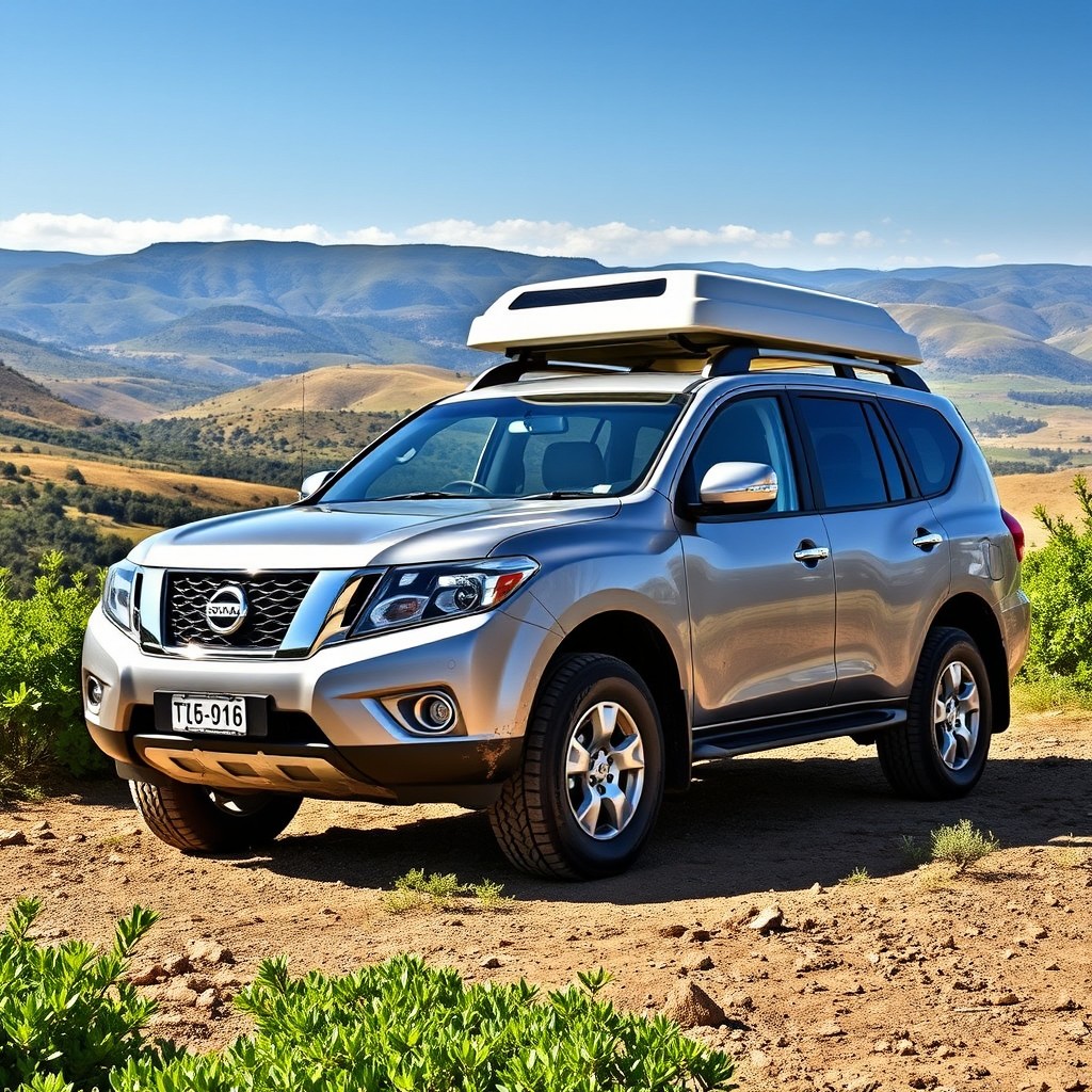 A 2015 Nissan Terrano with a distinctive square white roof top, showcasing off-road capabilities