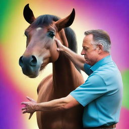 An AI-generated movie poster featuring a horse receiving a chiropractic adjustment