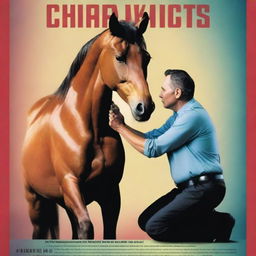 An AI-generated movie poster featuring a horse receiving a chiropractic adjustment