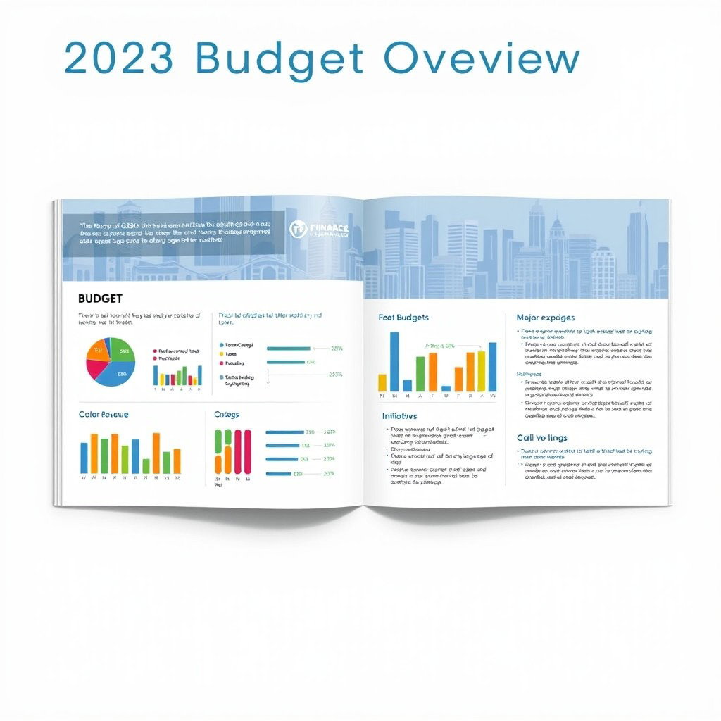 A front page design for a financial report focused on the budget