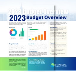 A front page design for a financial report focused on the budget