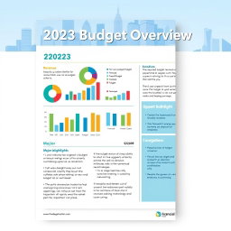 A front page design for a financial report focused on the budget