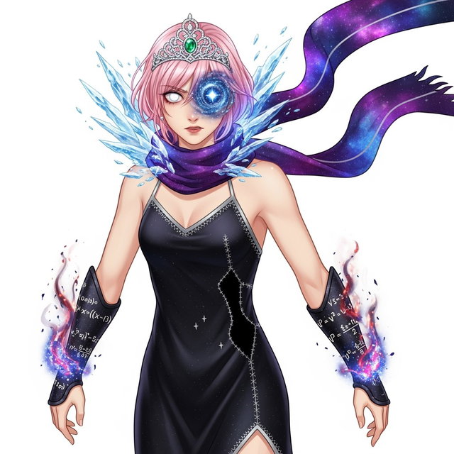 A femboy character with almost rose-colored hair, a light pink hue, adorned with a tiara featuring an emerald centerpiece