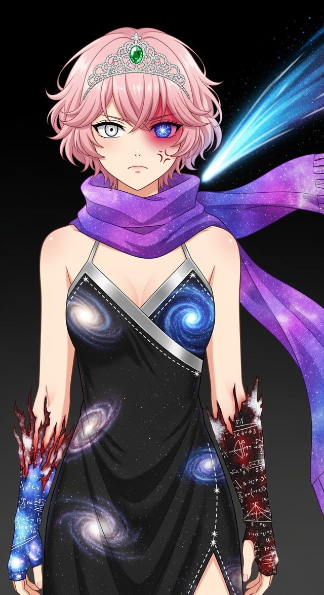 A femboy character illustrated in an anime style, with hair that is almost rose-colored, reminiscent of light pink
