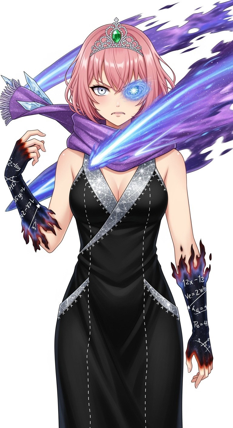 A femboy character depicted in a Japanese anime style, with hair that is almost rose-colored, resembling a light pink hue