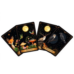 A beautifully illustrated set of tarot cards inspired by pagan themes and whimsical fairycore elements