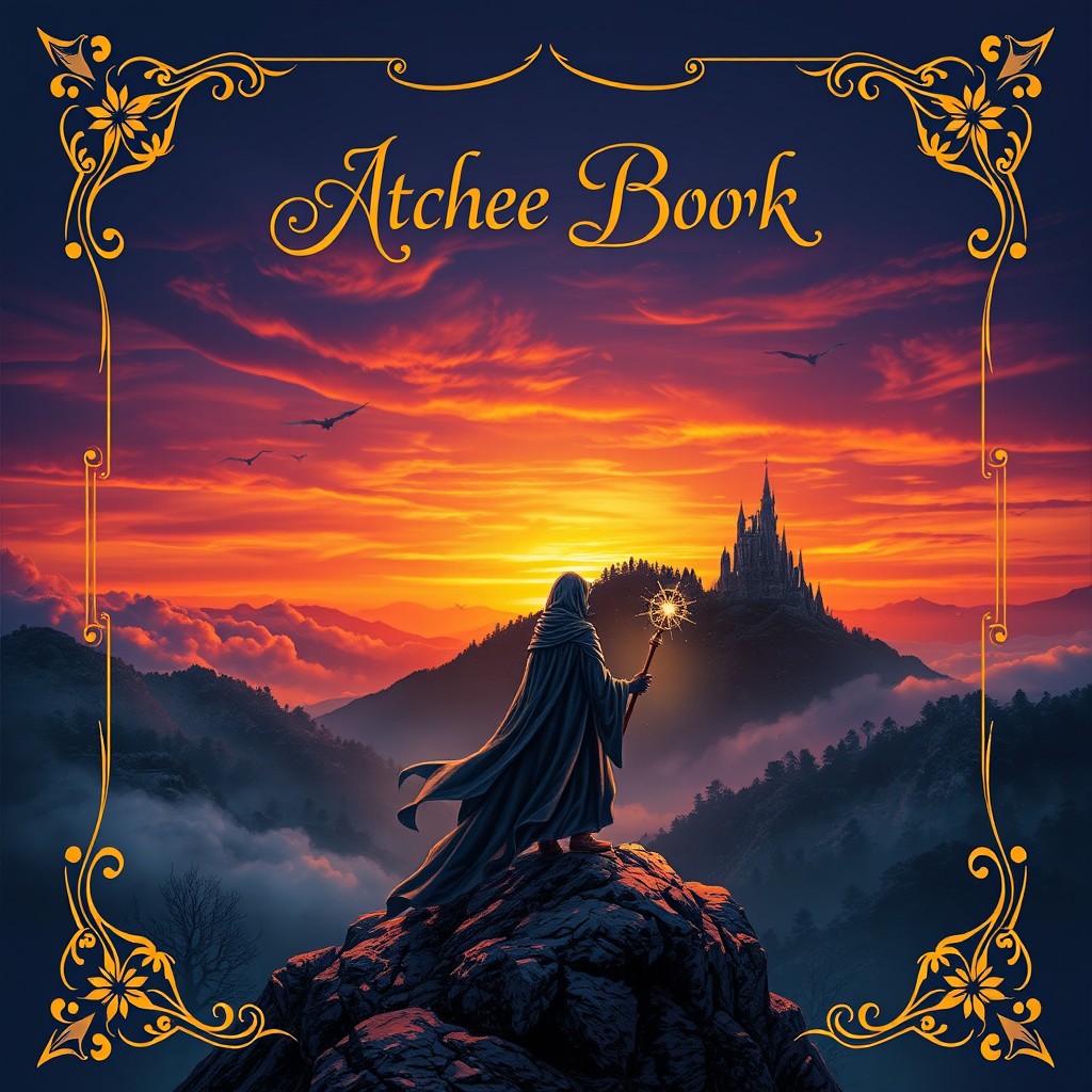A captivating book cover design featuring an intriguing fantasy landscape