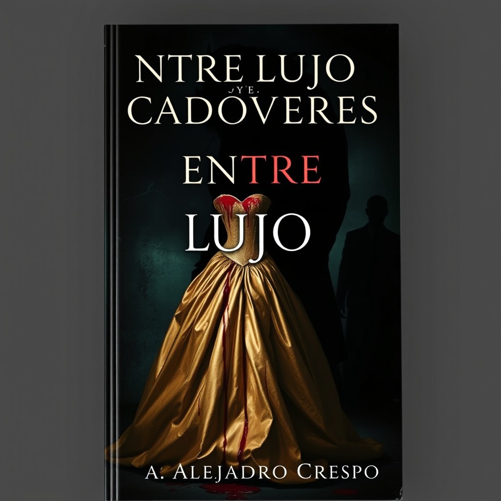 A chilling book cover for 'ENTRE LUJO Y CADÁVERES' by A