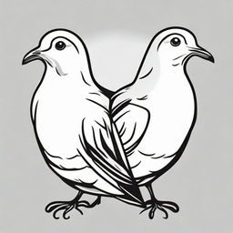 A two-headed pigeon in a simplistic, high contrast, vector style line art, illustrated in black and white.