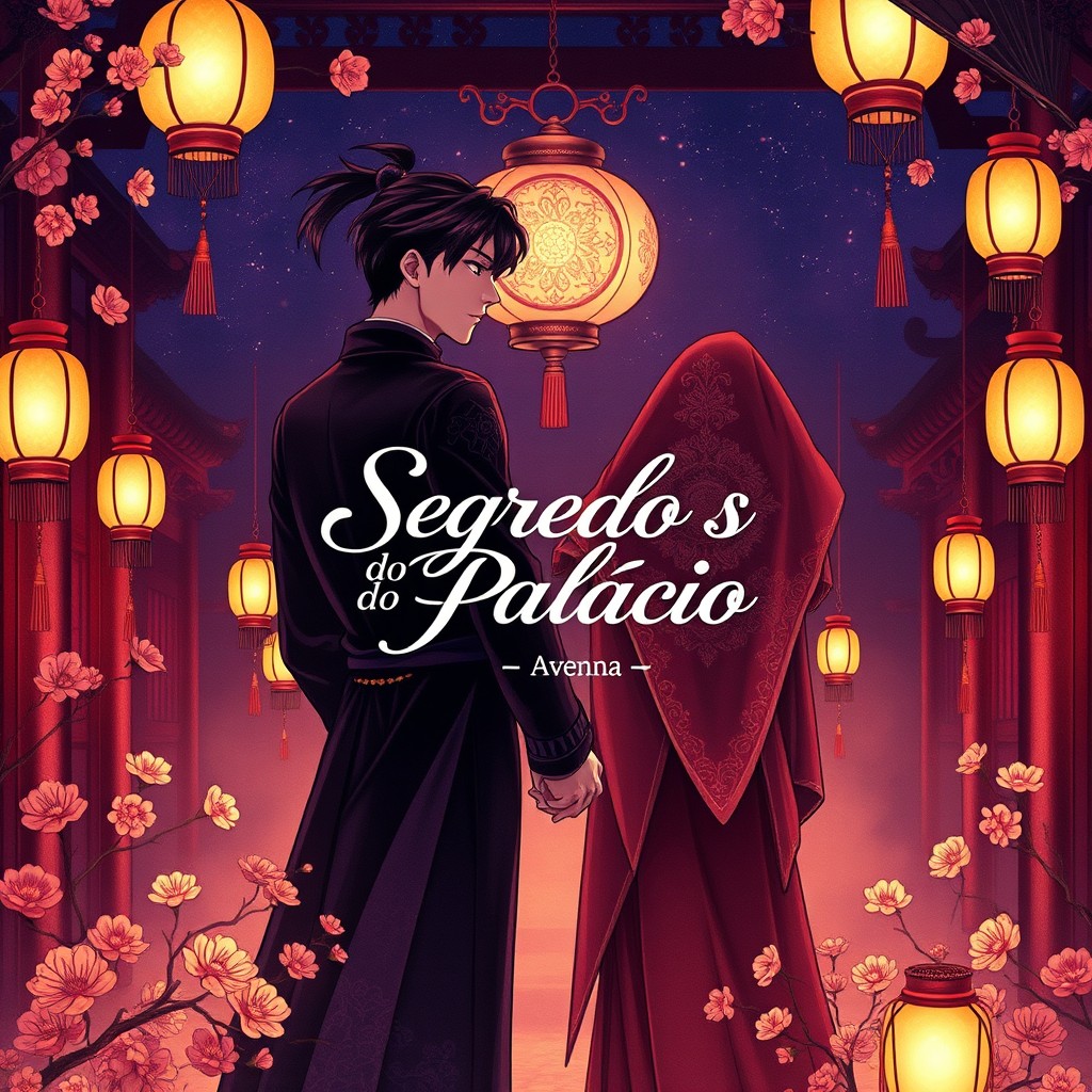 A beautifully illustrated book cover for a BL story set in the Joseon era, titled 'Segredos do Palácio'