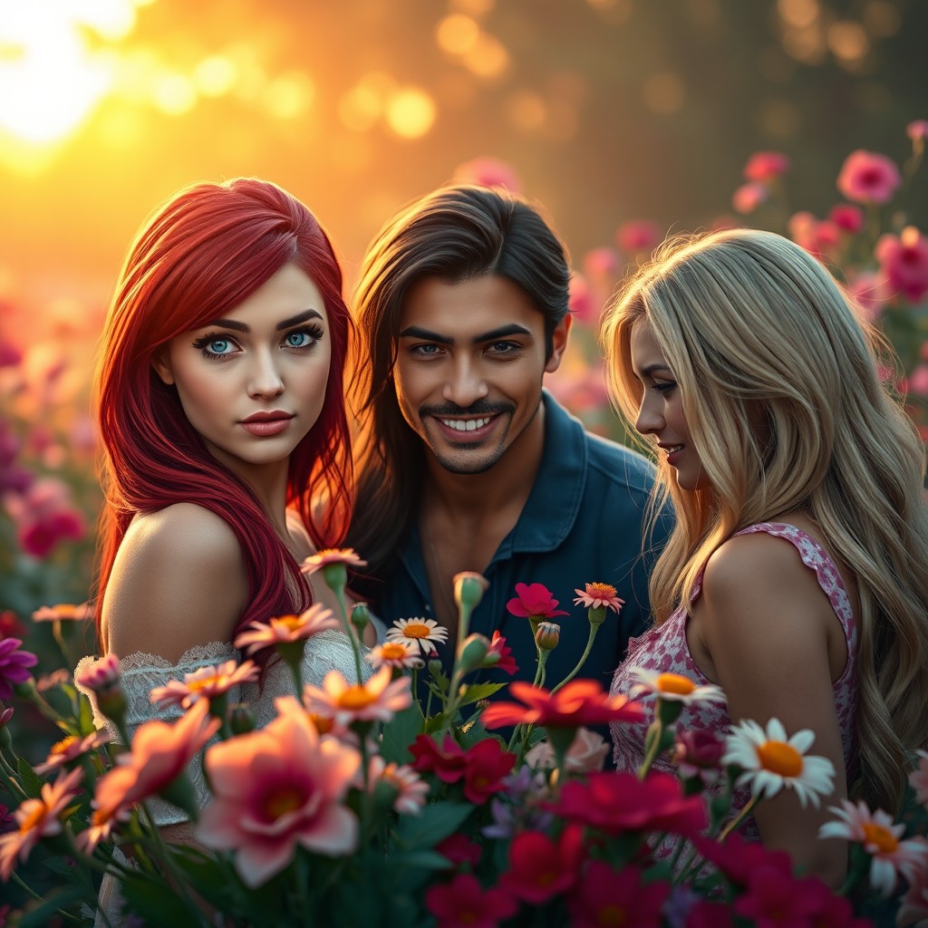 A captivating scene depicting the themes of love obsession and a love triangle
