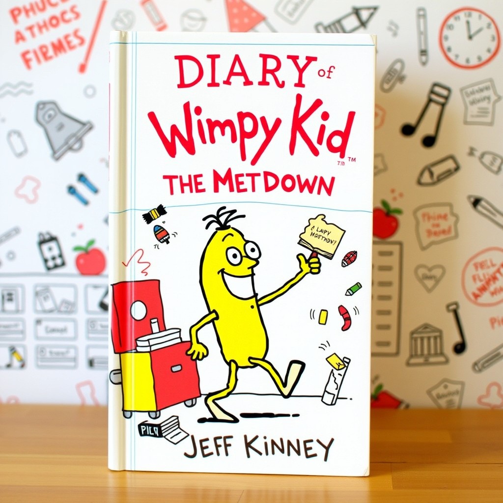 An alternative book cover for 'Diary of a Wimpy Kid: The Meltdown' by Jeff Kinney, featuring a playful and humorous cartoon style