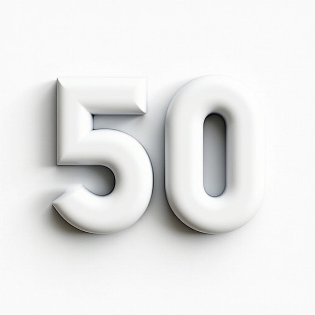 Vibrant 3D Block Number 50 Design