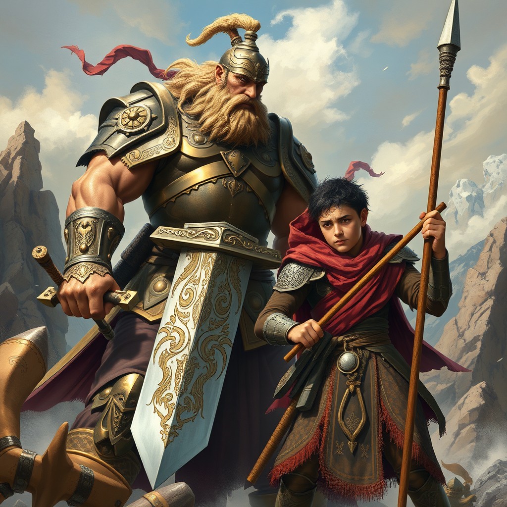 An epic and emotional depiction of the legendary confrontation between Rostam and Sohrab, two iconic figures from Persian mythology