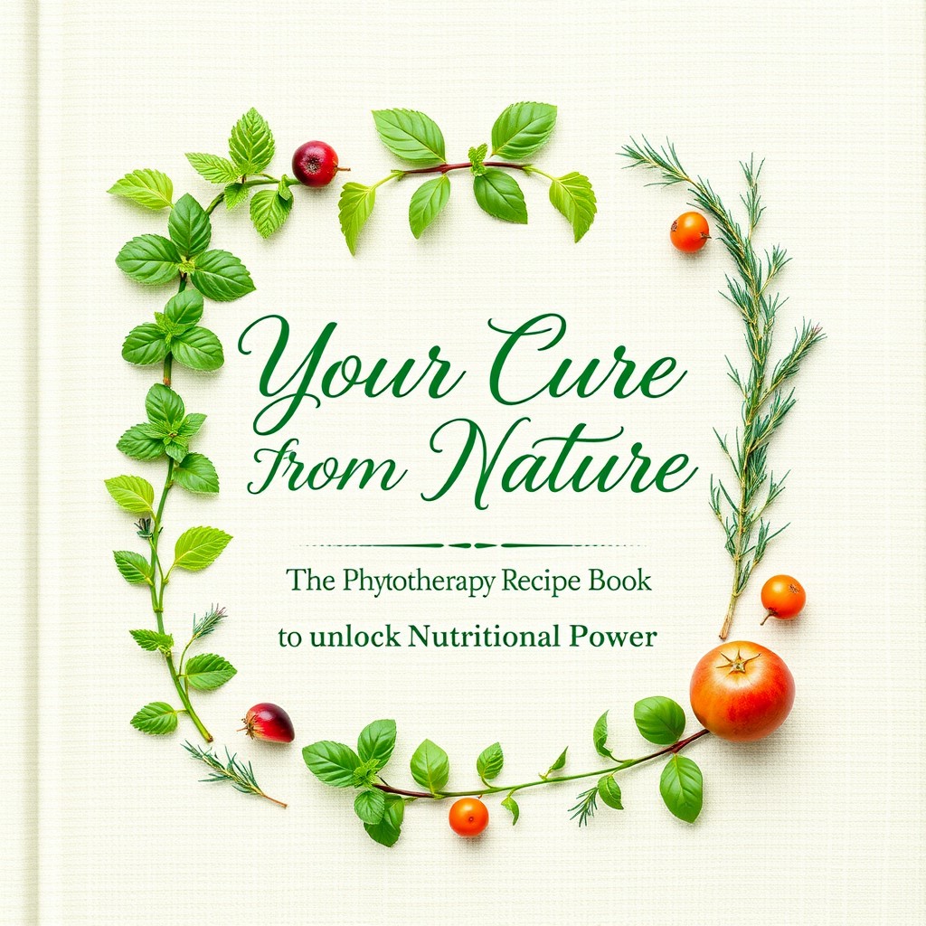 A beautifully styled cookbook cover for 'Your Cure From Nature: The Phytotherapy Recipe Book'