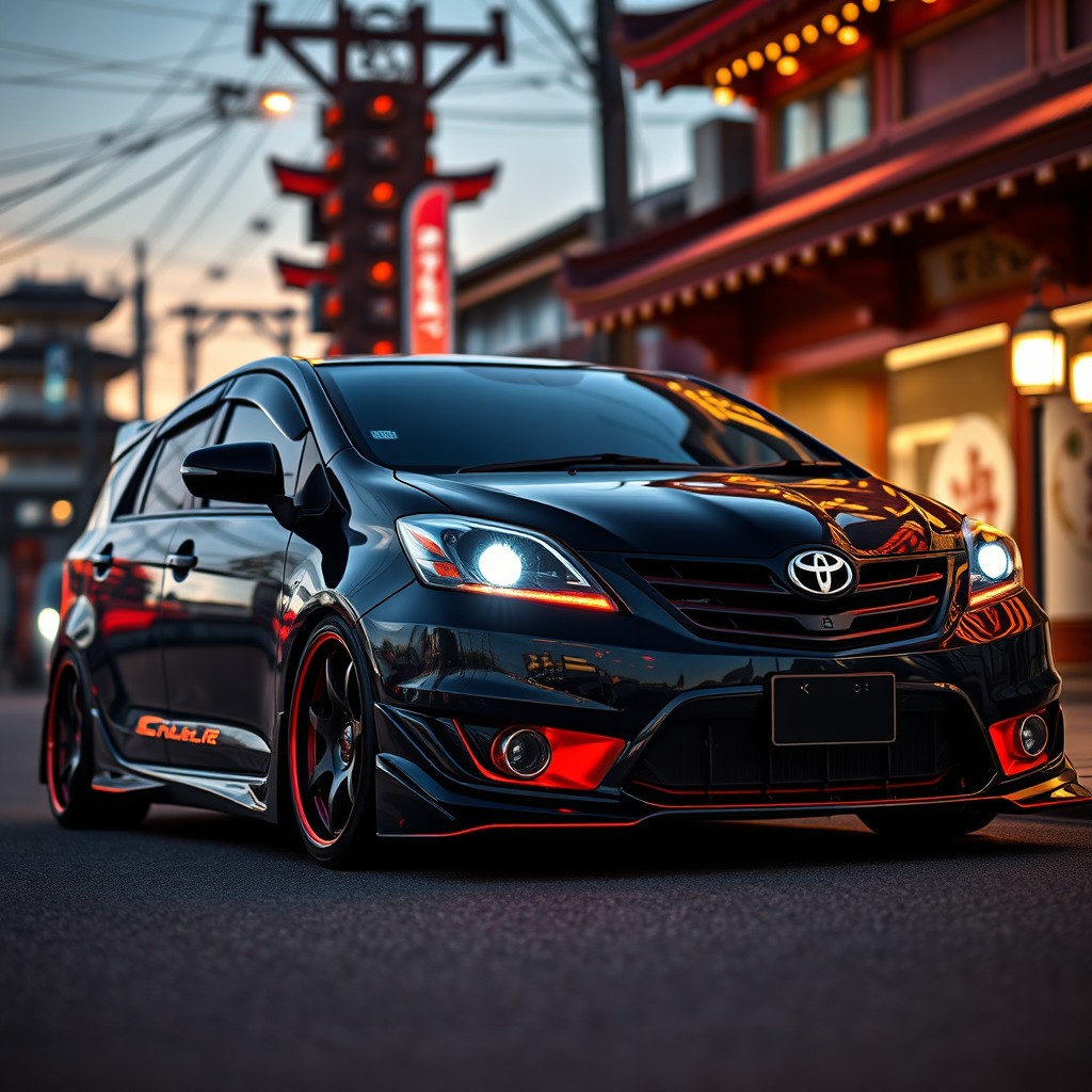 A modified 2007 Toyota Premio featuring Japanese tuning aesthetics